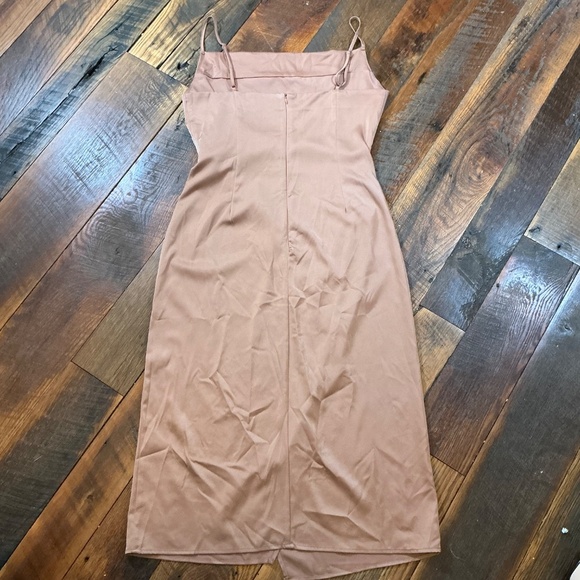 Molly Green Sabrina Champagne Satin Midi Dress Size Large - Picture 5 of 7